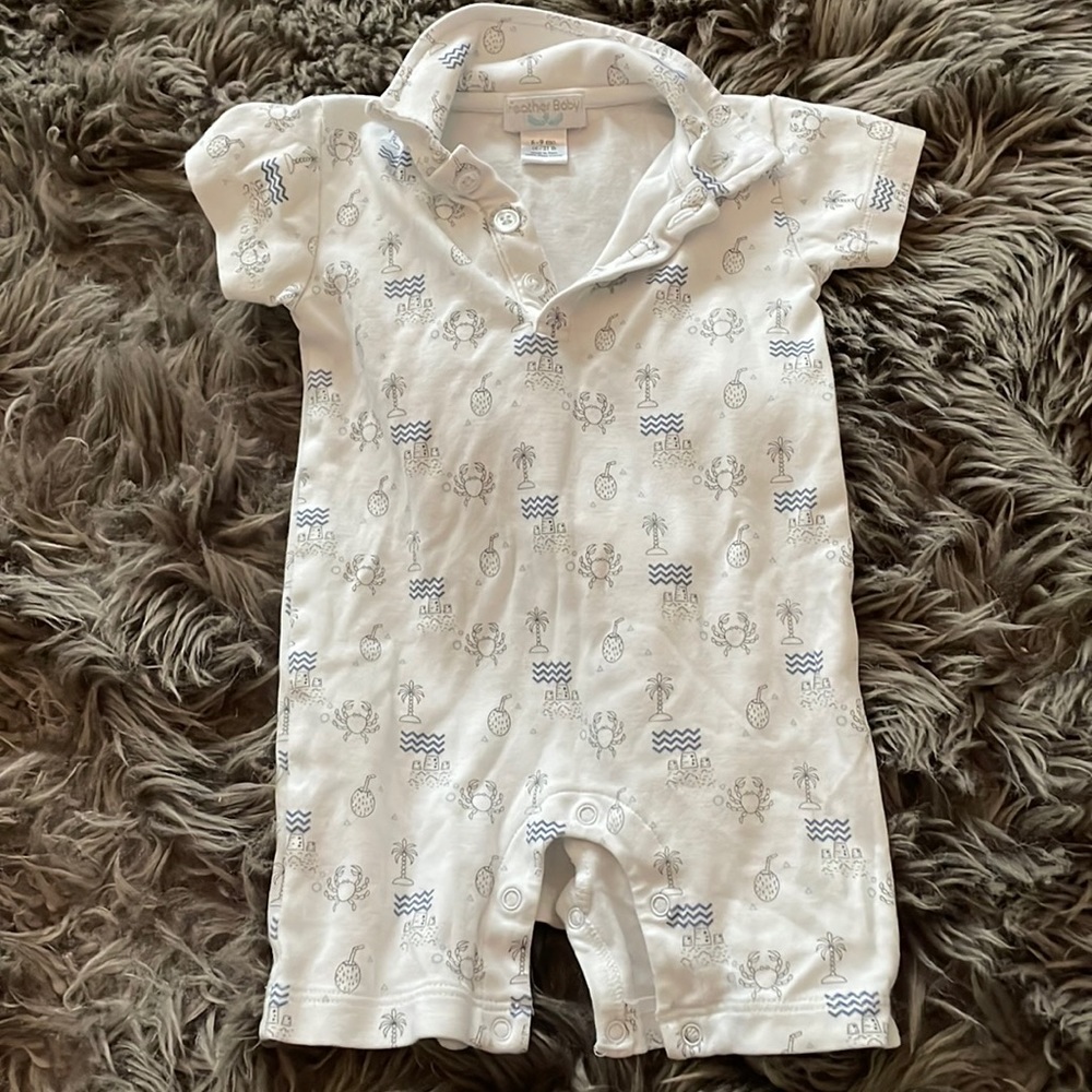 Boys feather baby crab romper